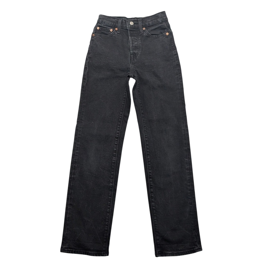 Levi's Wedgie Straight Jeans Womens 24 Black High Rise Button Fly 34964-0244